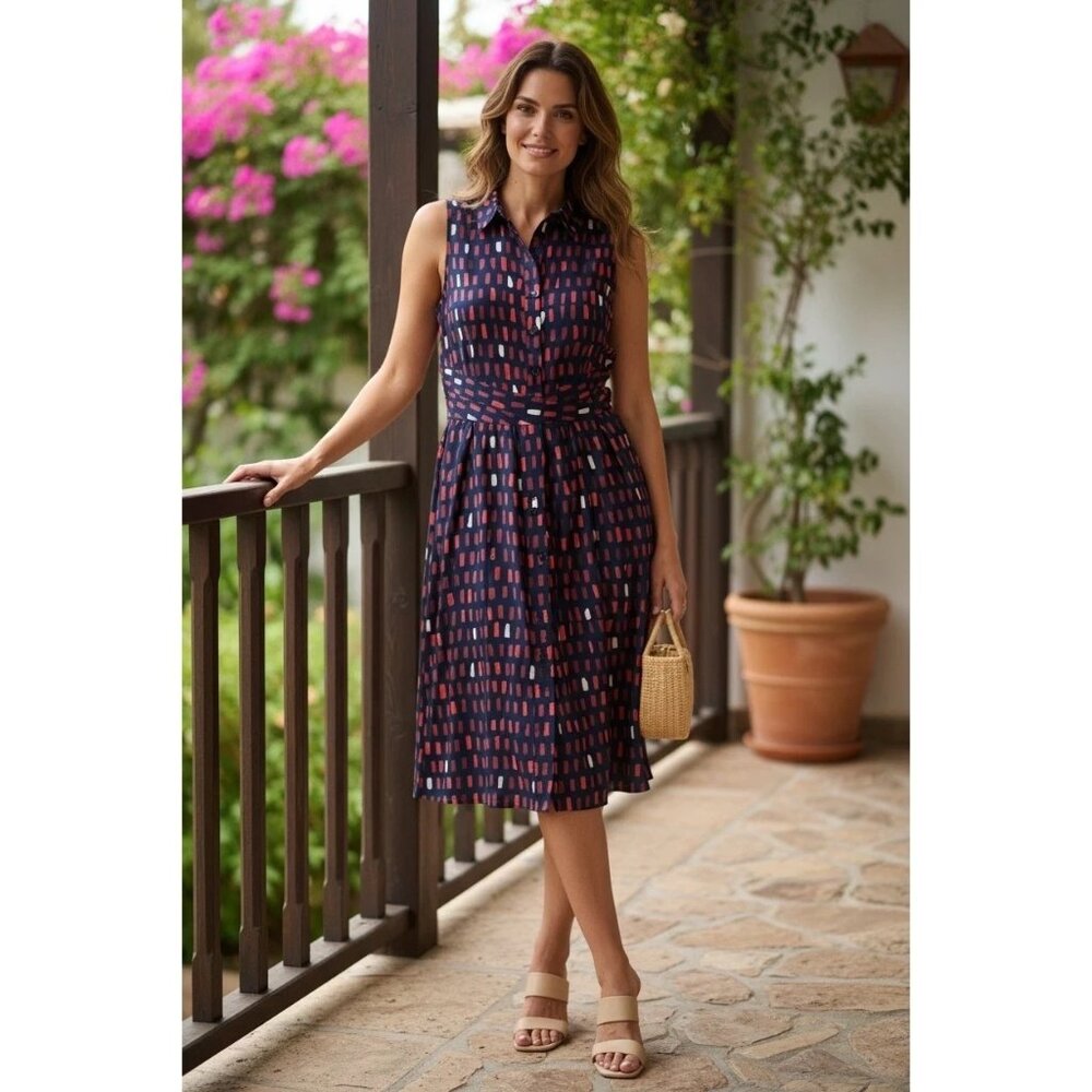 Anthropologie 11.1 Tylho Brynn Shirtdress in Navy/ Marin Red size M NWT